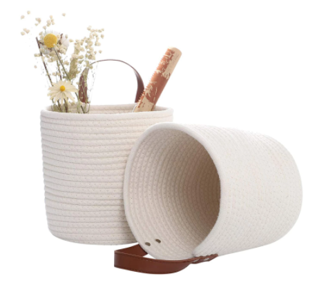 Cotton Rope Woven Basket Simply White