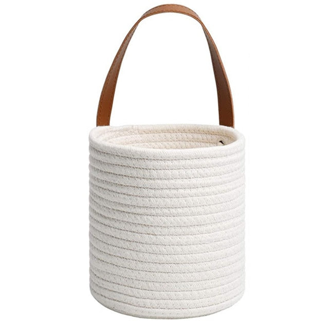 Cotton Rope Woven Basket Simply White