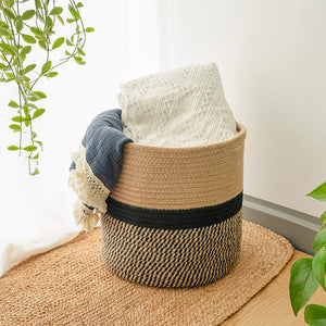 Natural Cotton Rope Round Woven Basket