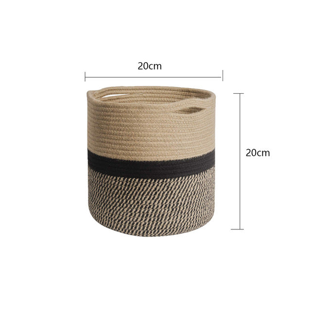 Natural Cotton Rope Round Woven Basket