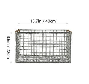 Metal House Grid-Pattern Storage Basket Retro-Silver